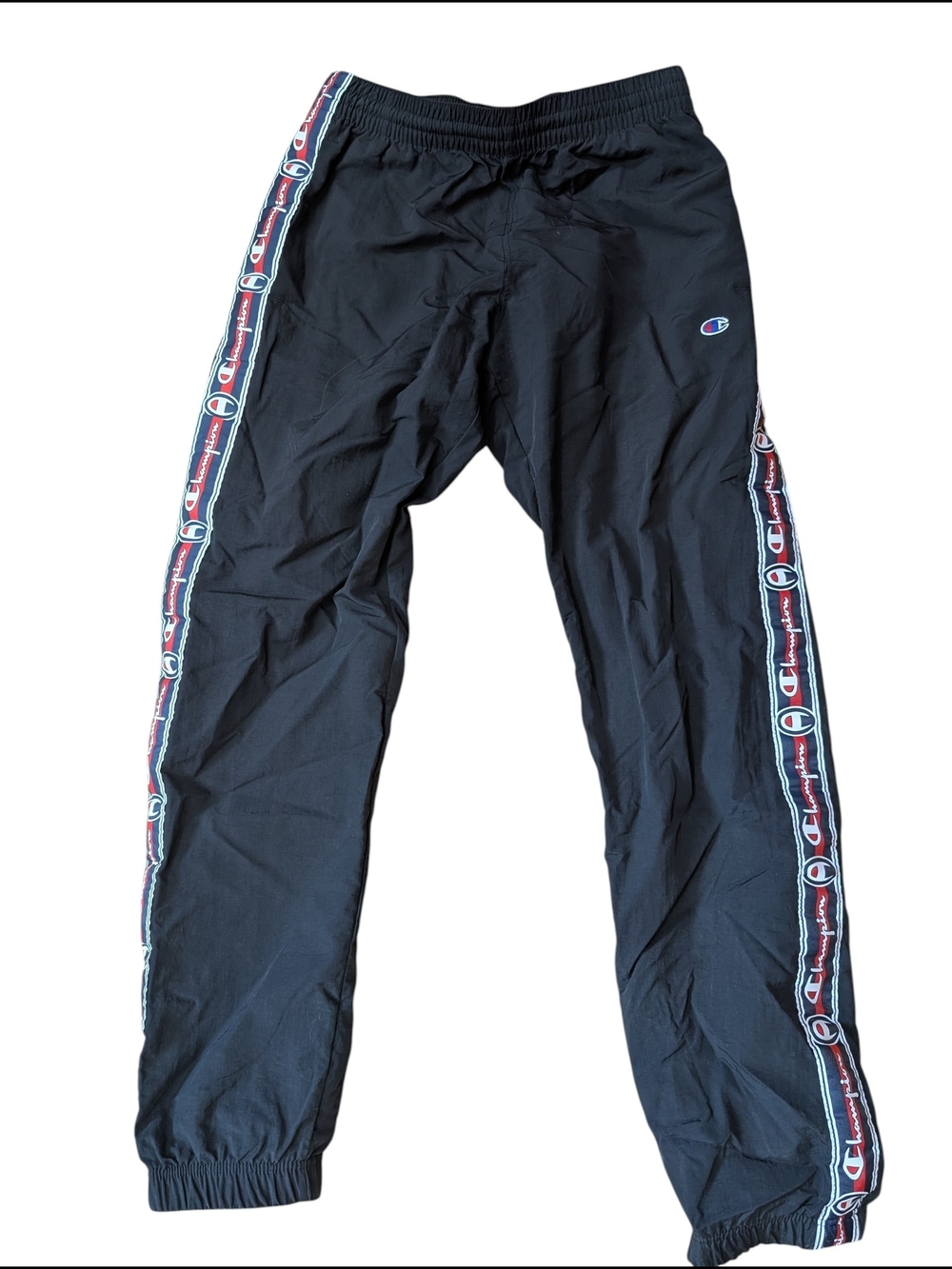 1990 Vintage Champion Black Joggers with Logo Tape